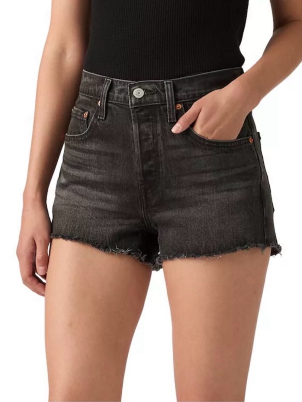 Levi’s High-Rise Black Denim Cutoff Shorts